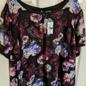 Torrid Black and Purple Floral Blouse
